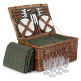 6 Person Picnic Hamper Green Tweed