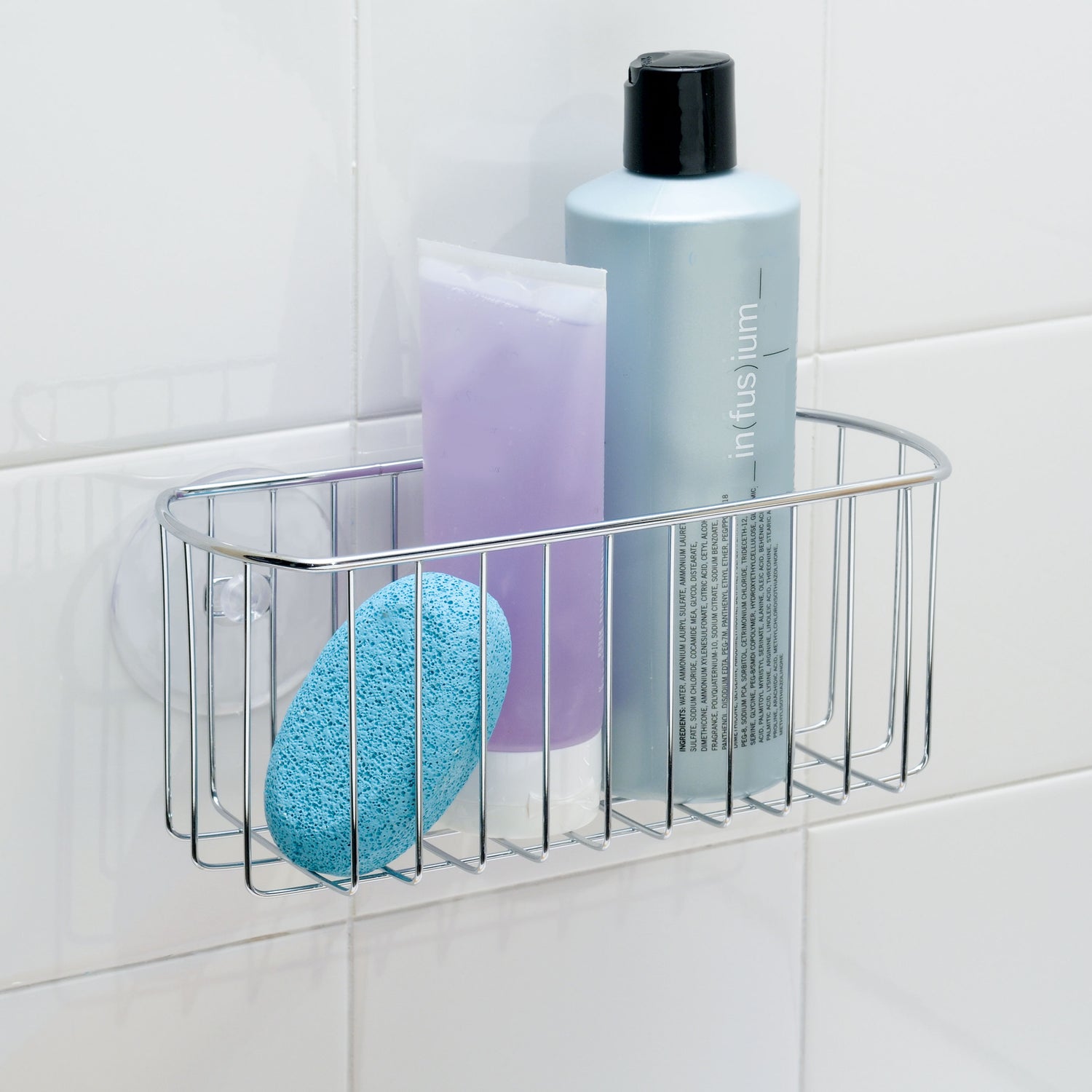 rectangular suction shower caddy