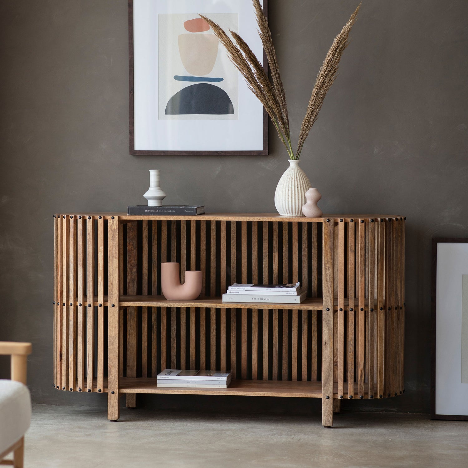slatted console table oslo