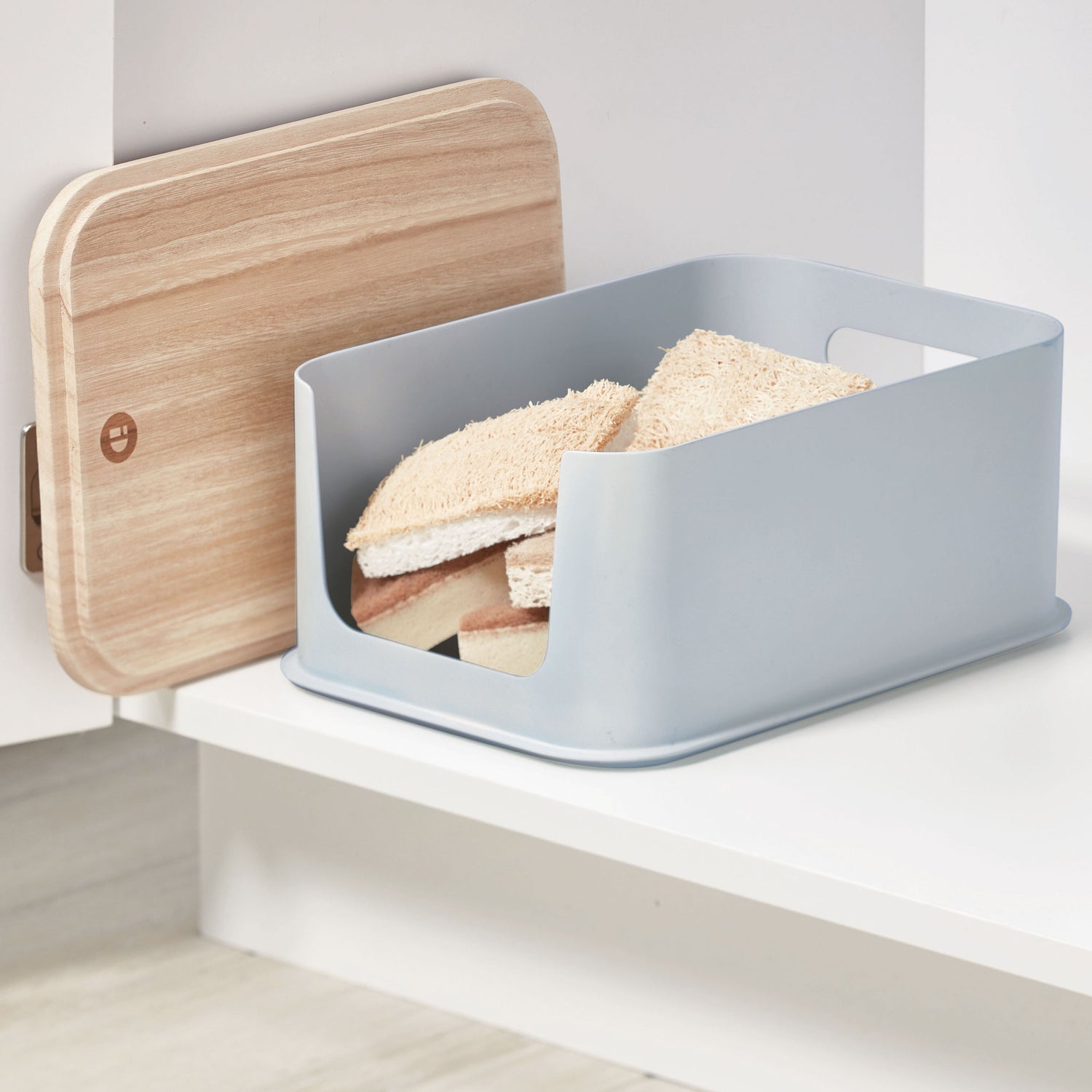 Open Front Storage Bin With Lid