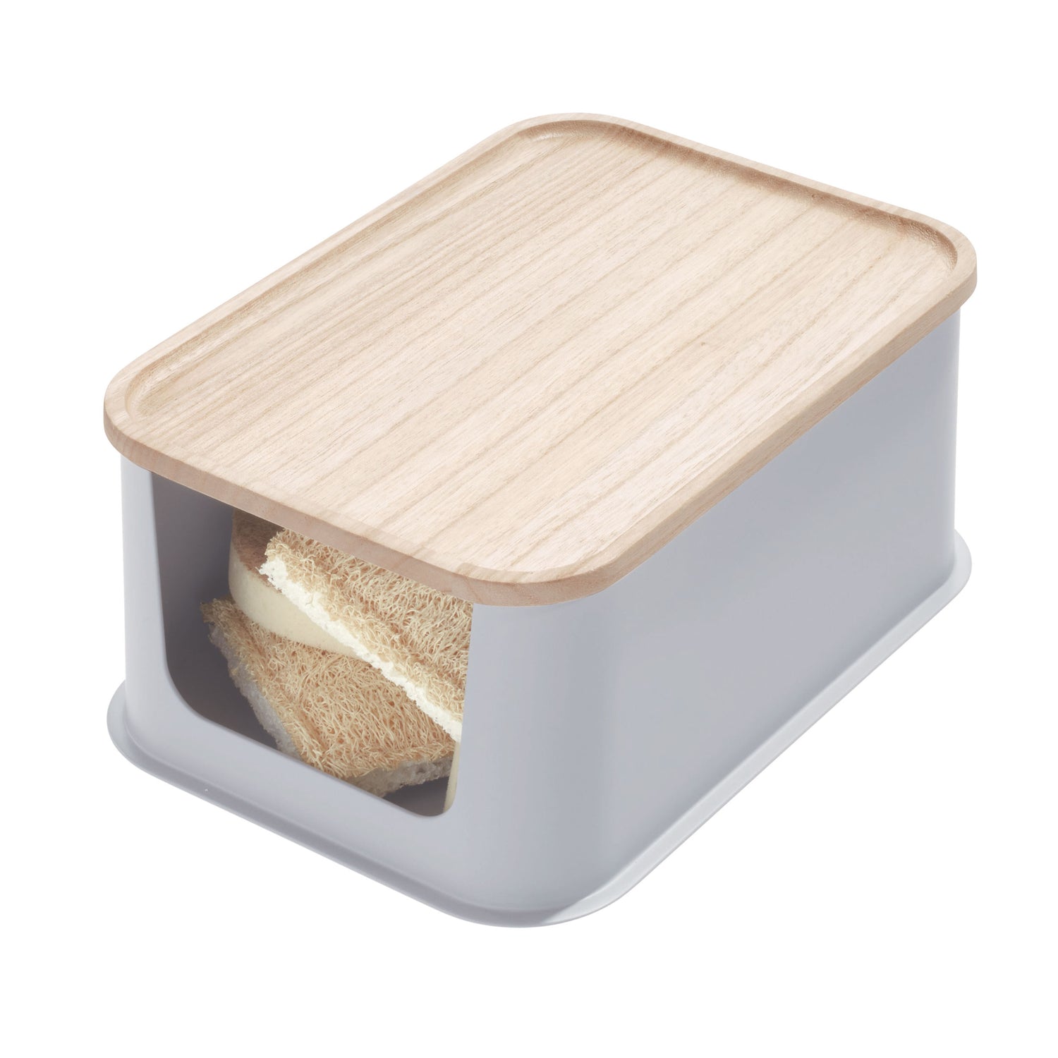 Open Front Storage Bin With Lid