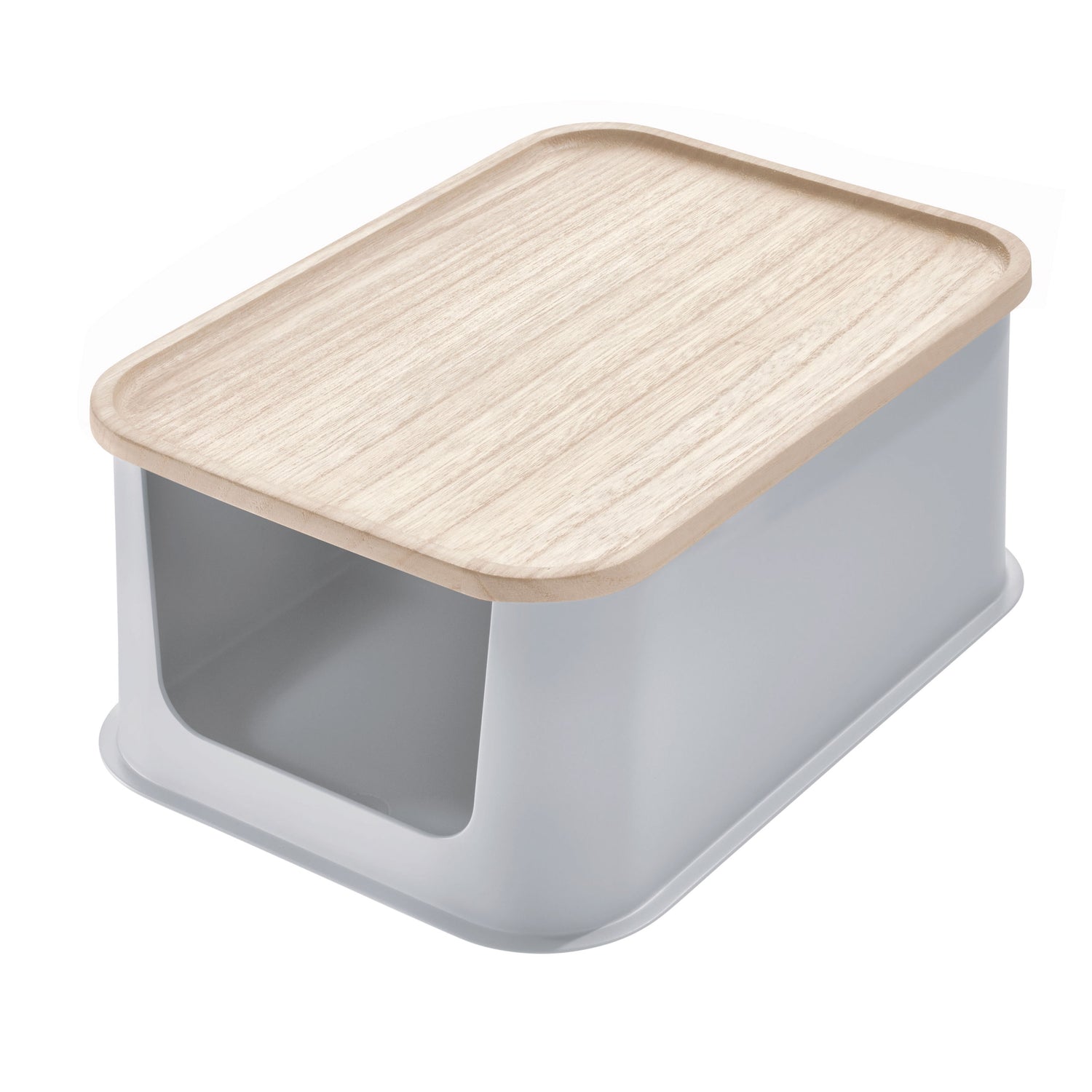 Open Front Storage Bin With Lid