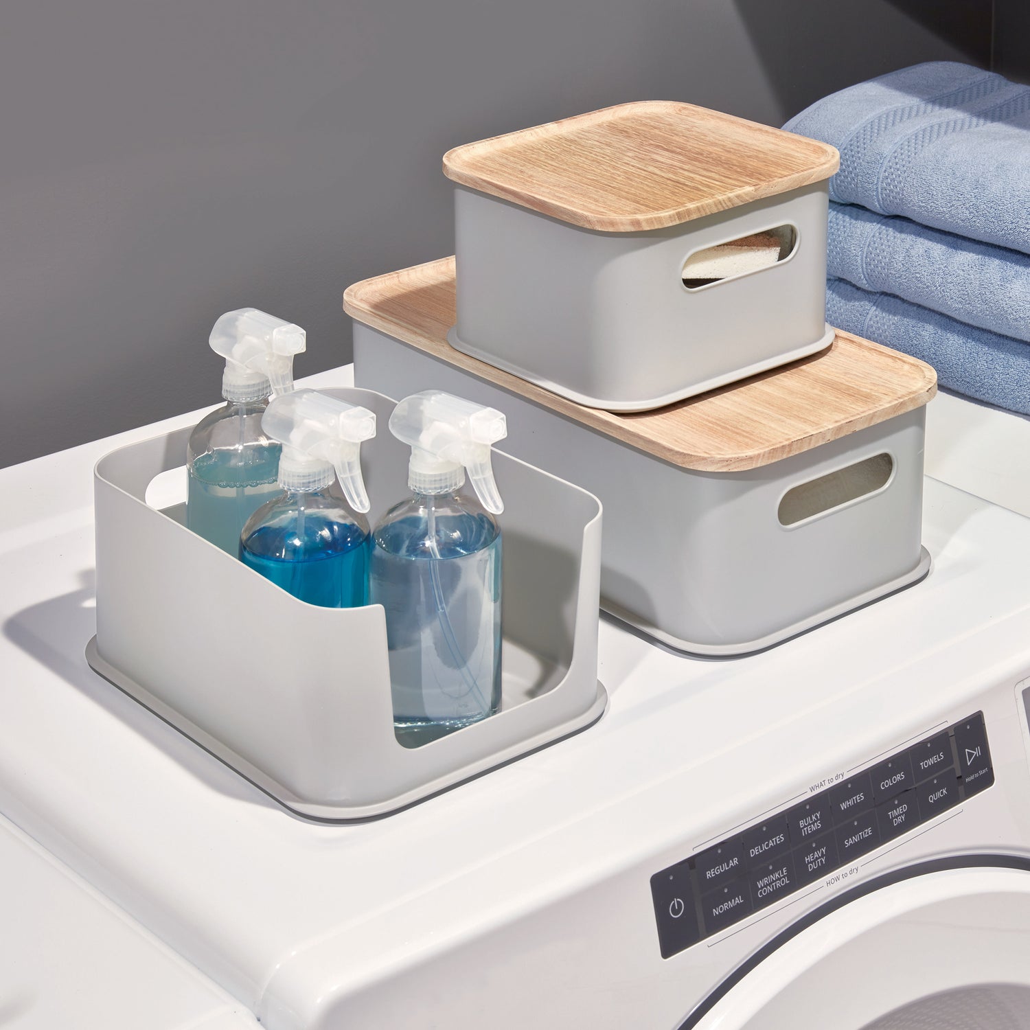 Open Front Storage Bin With Lid