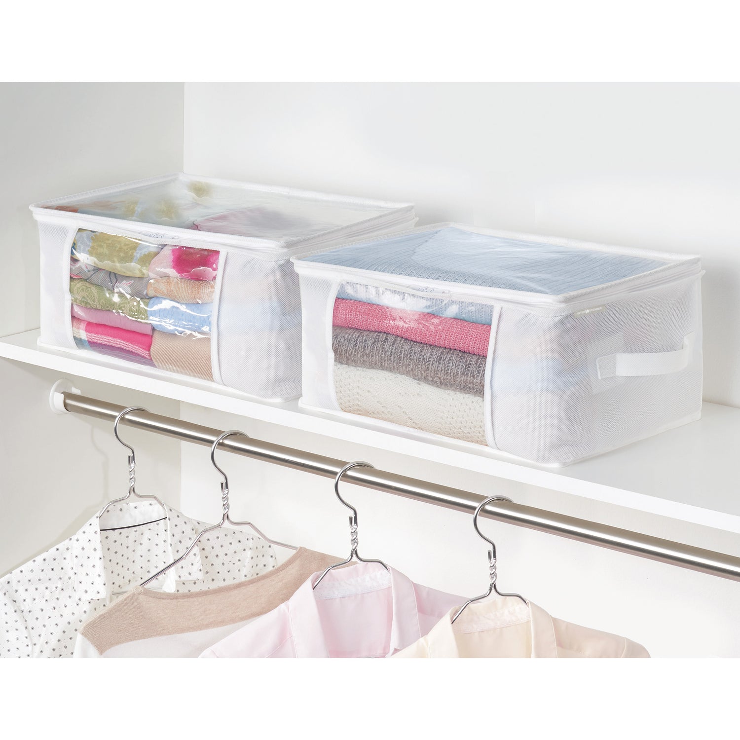 White Storage Bag With Window Set Of 2 - Not A Boring Box