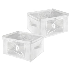 White Storage Bag With Window Set Of 2