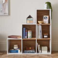 6 Cube Storage Unit White And Oak - Not A Boring Box