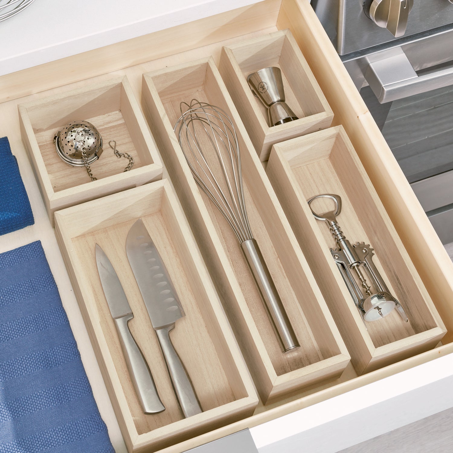 wooden drawer organiser wide