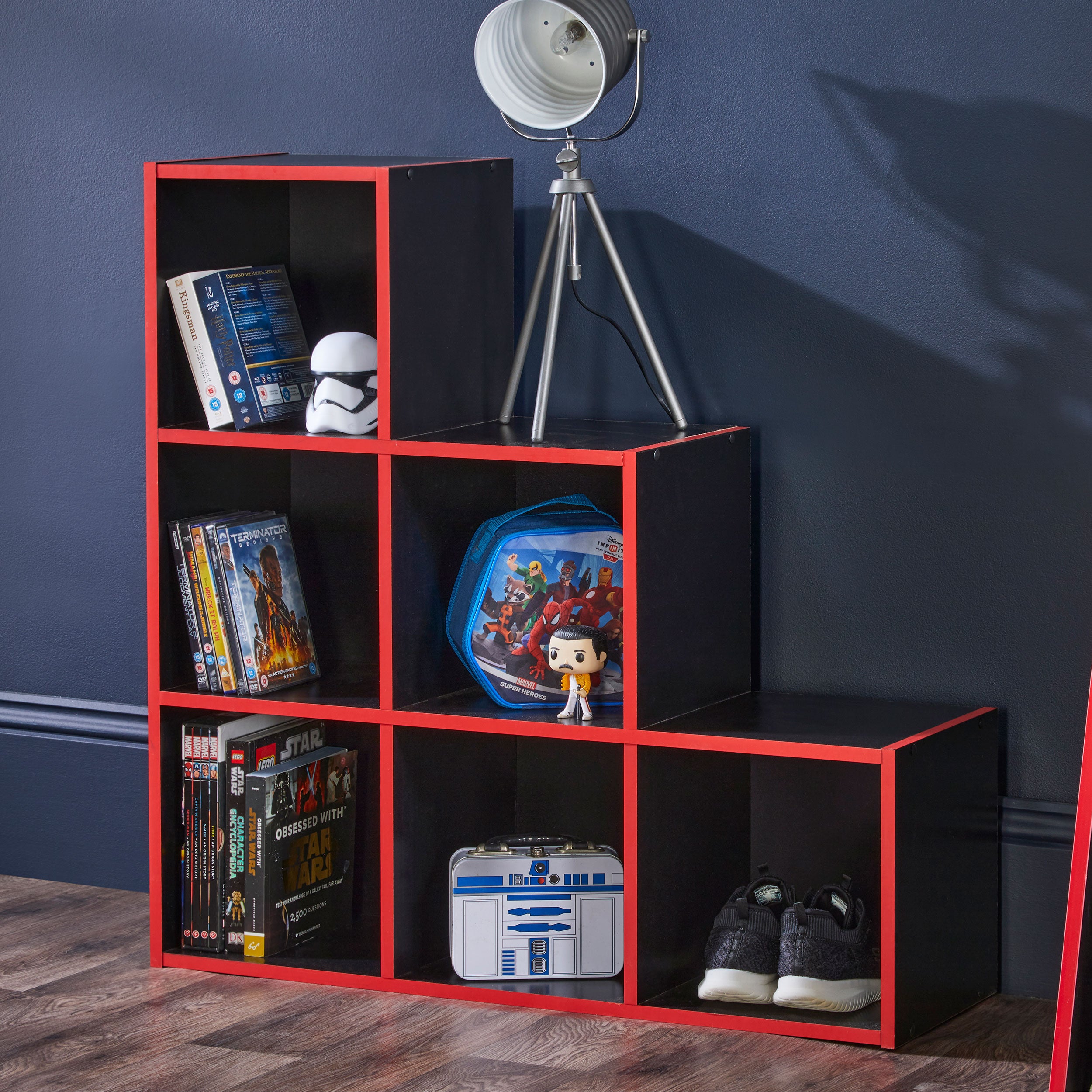 6 Cube Storage Unit Black And Red – NotABoringBox.co.uk