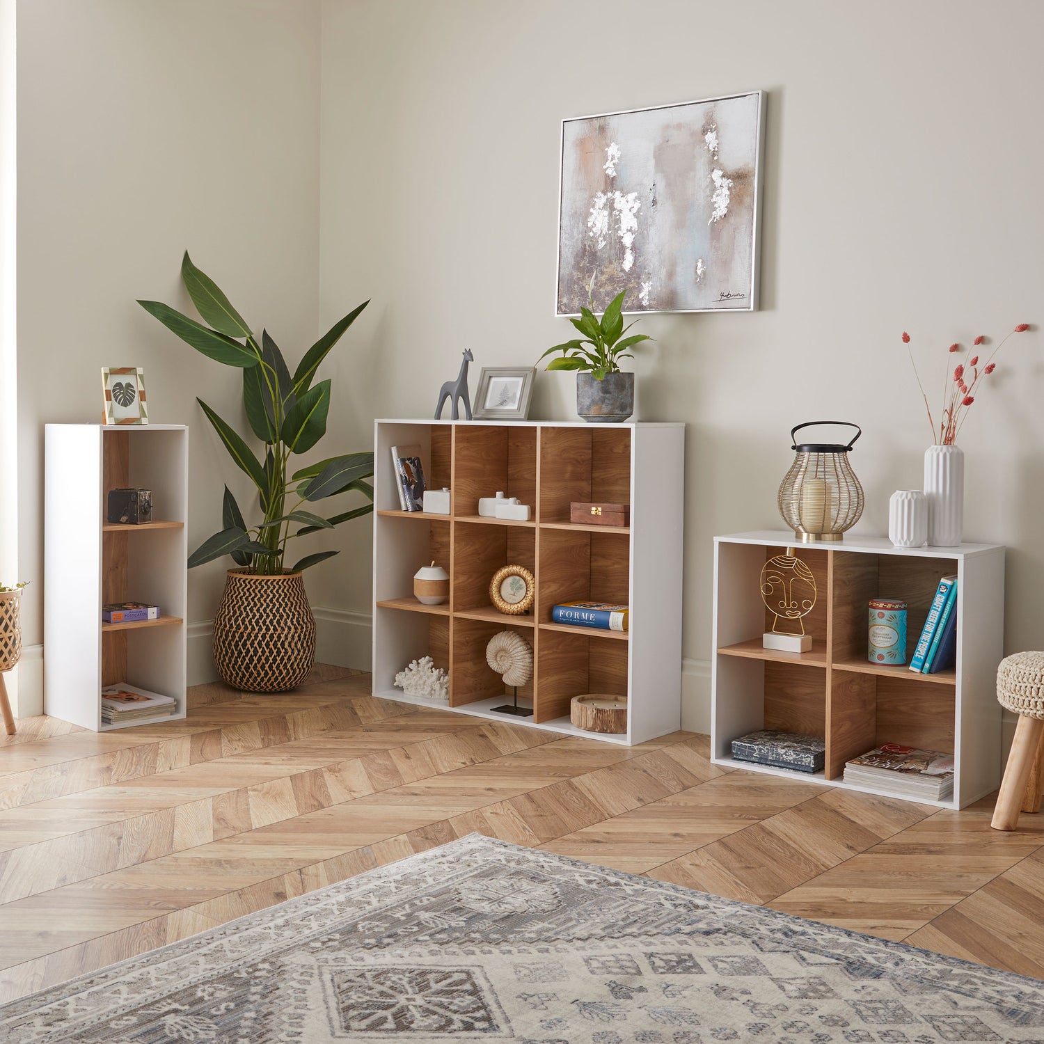 9 Cube Storage Unit White And Oak