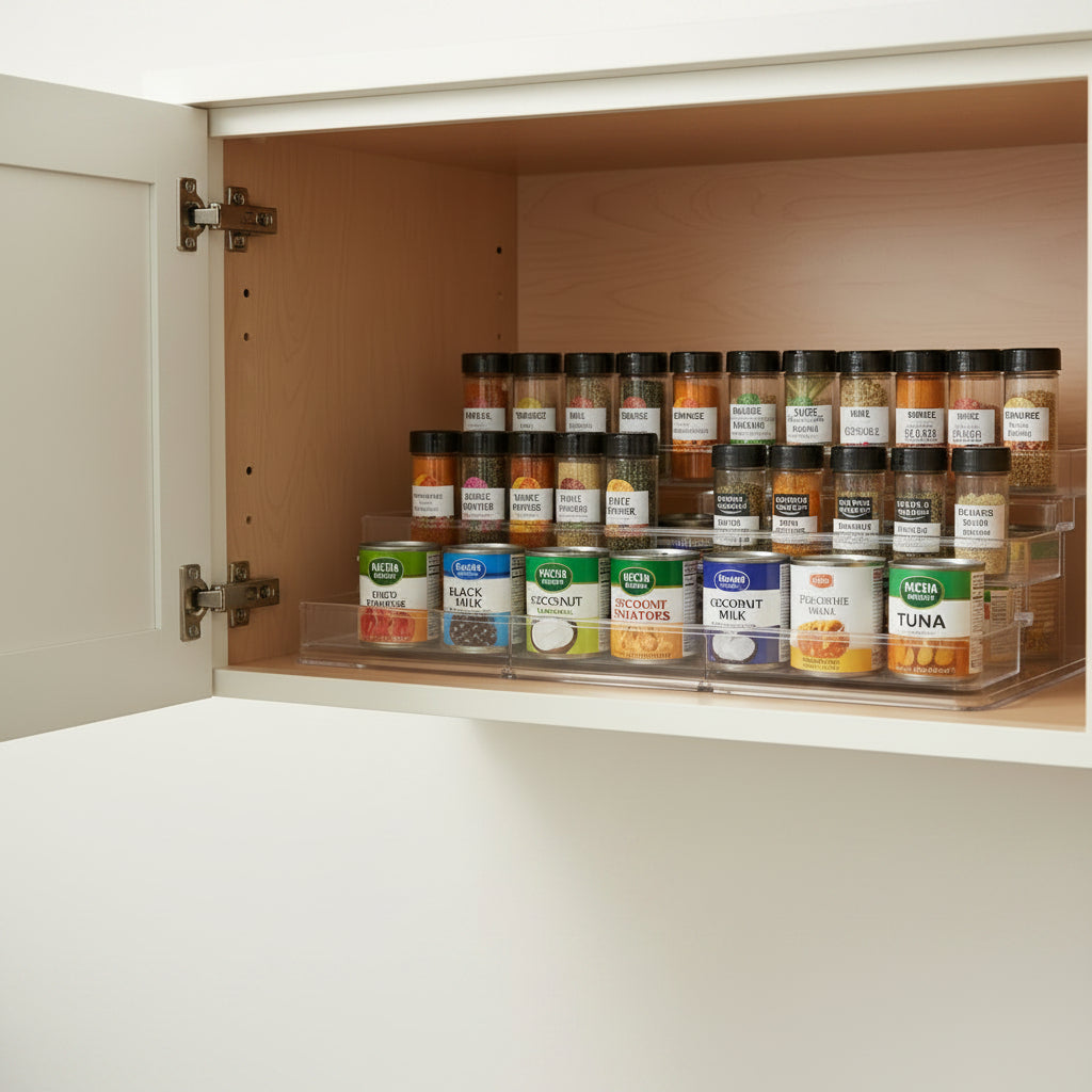 3 tier expandable cupboard organiser linus - Not A Boring Box