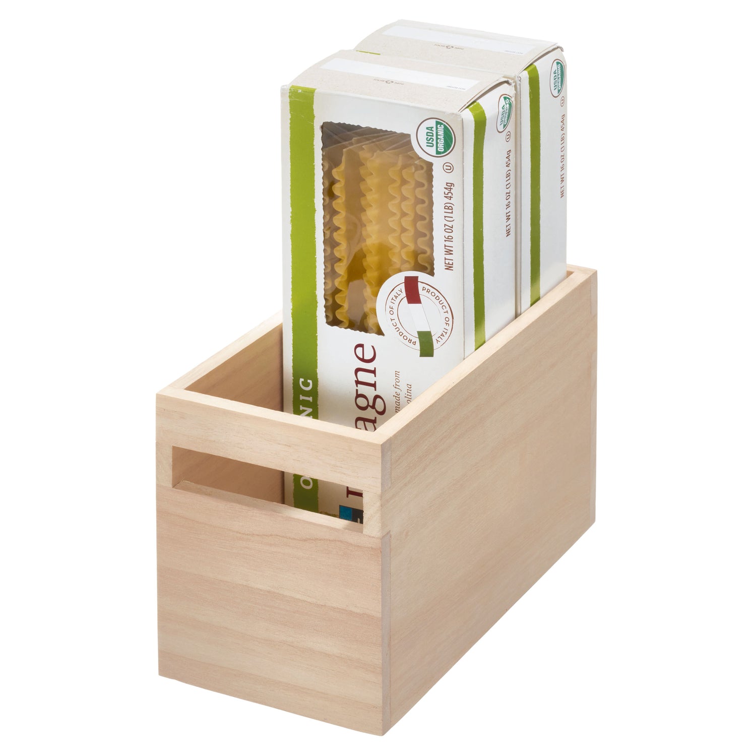 Wooden Pantry Storage Bin with Handle- Tall Rectangular