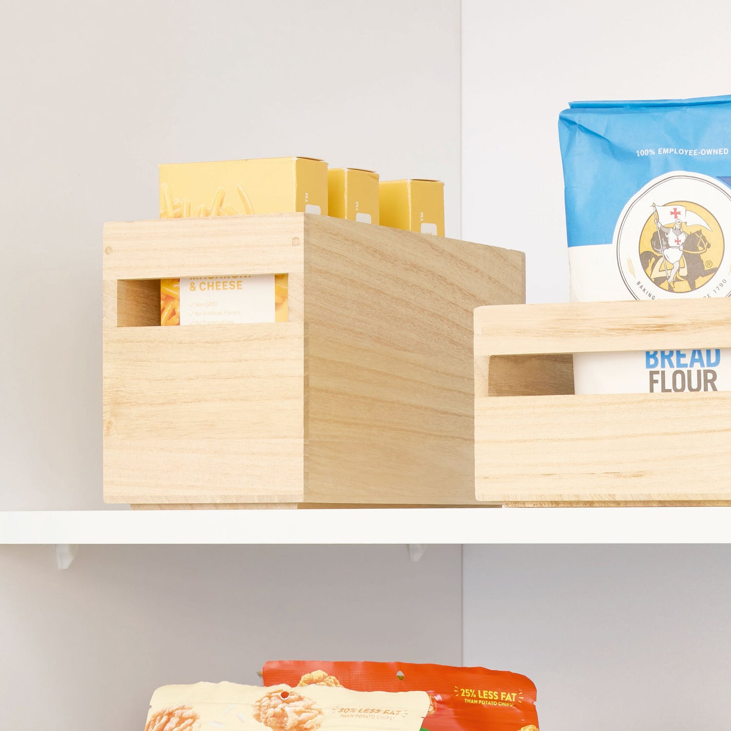 Wooden Pantry Storage Bin with Handle- Tall Rectangular