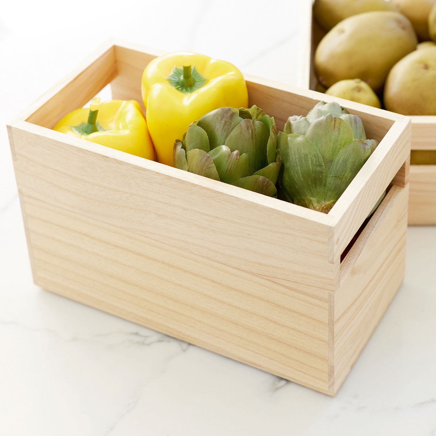 Wooden Pantry Storage Bin with Handle- Tall Rectangular