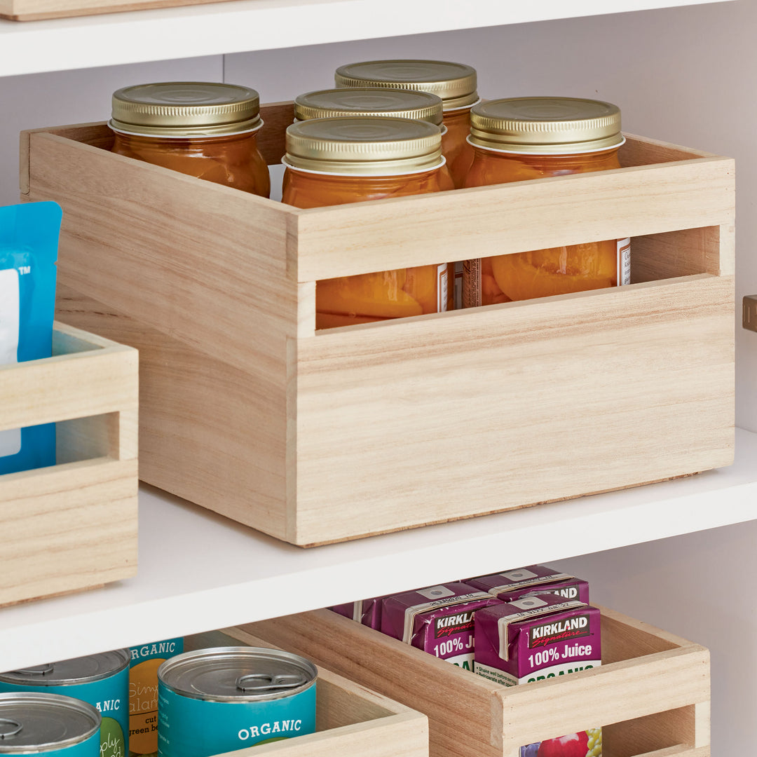 Wooden Pantry Storage Bin With Handle- Tall Square – Not A Boring Box
