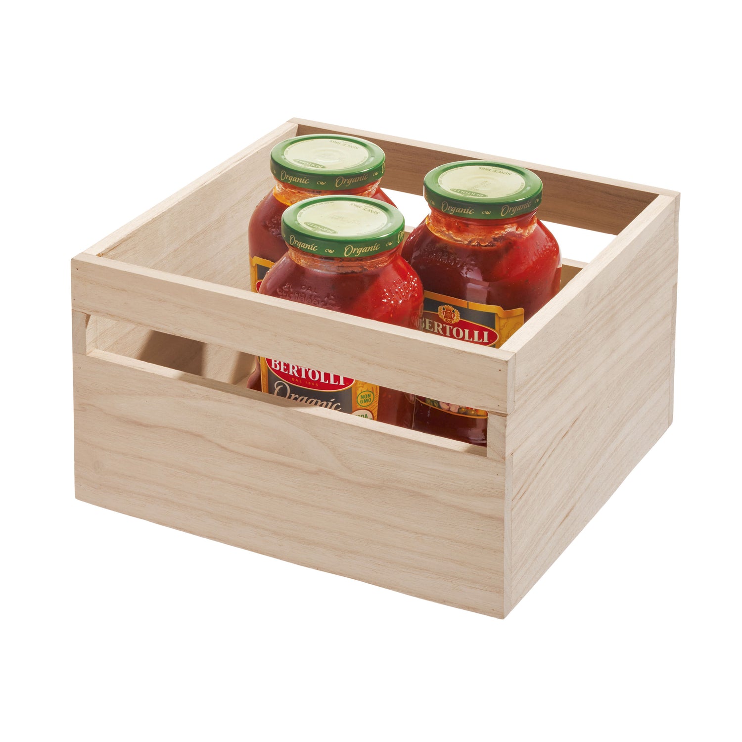 Wooden Pantry Storage Bin With Handle- Tall Square