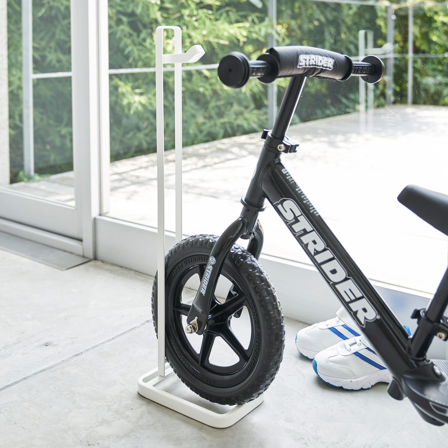 balance bike and helmet stand