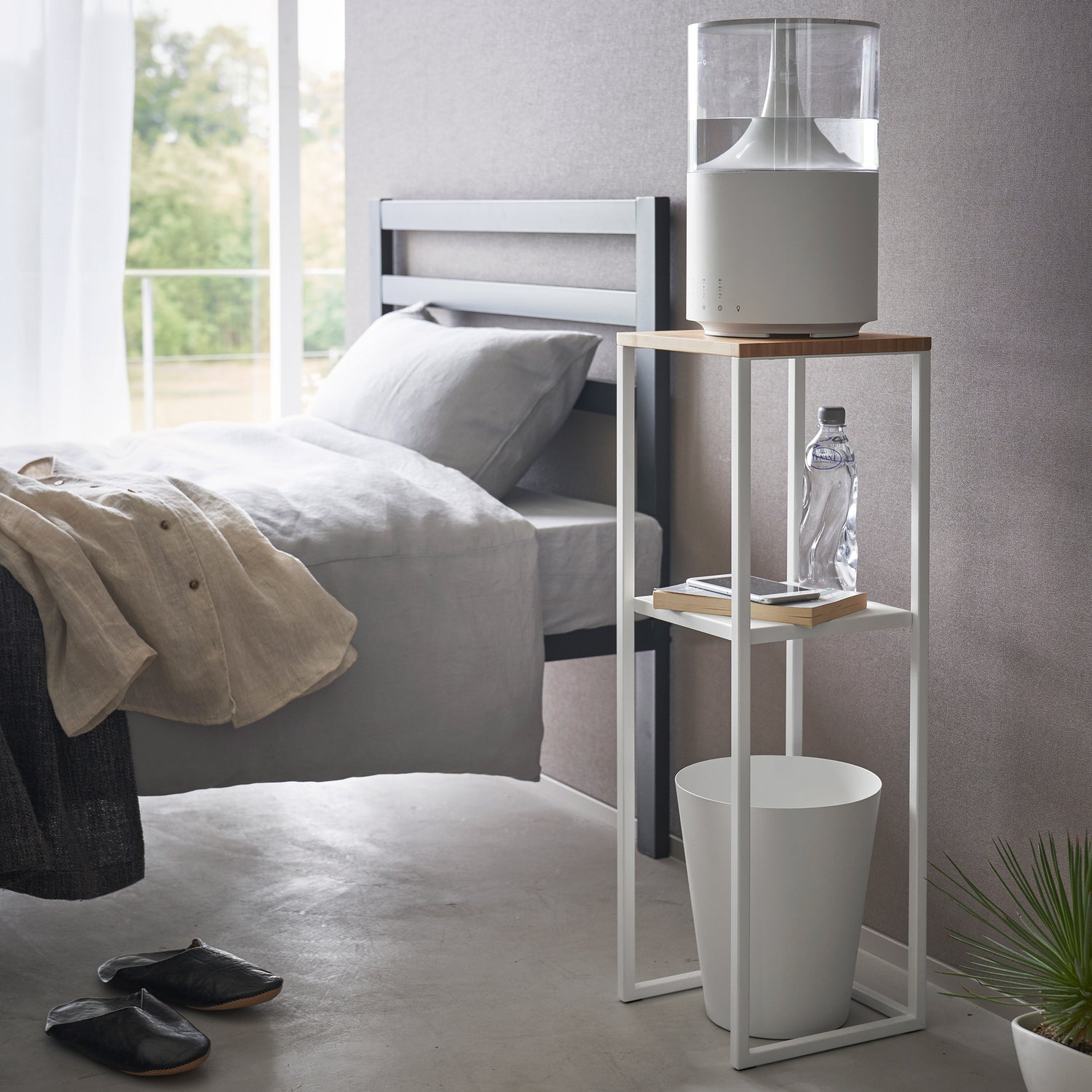 2 Tier Slimline Storage Unit with Wooden Top