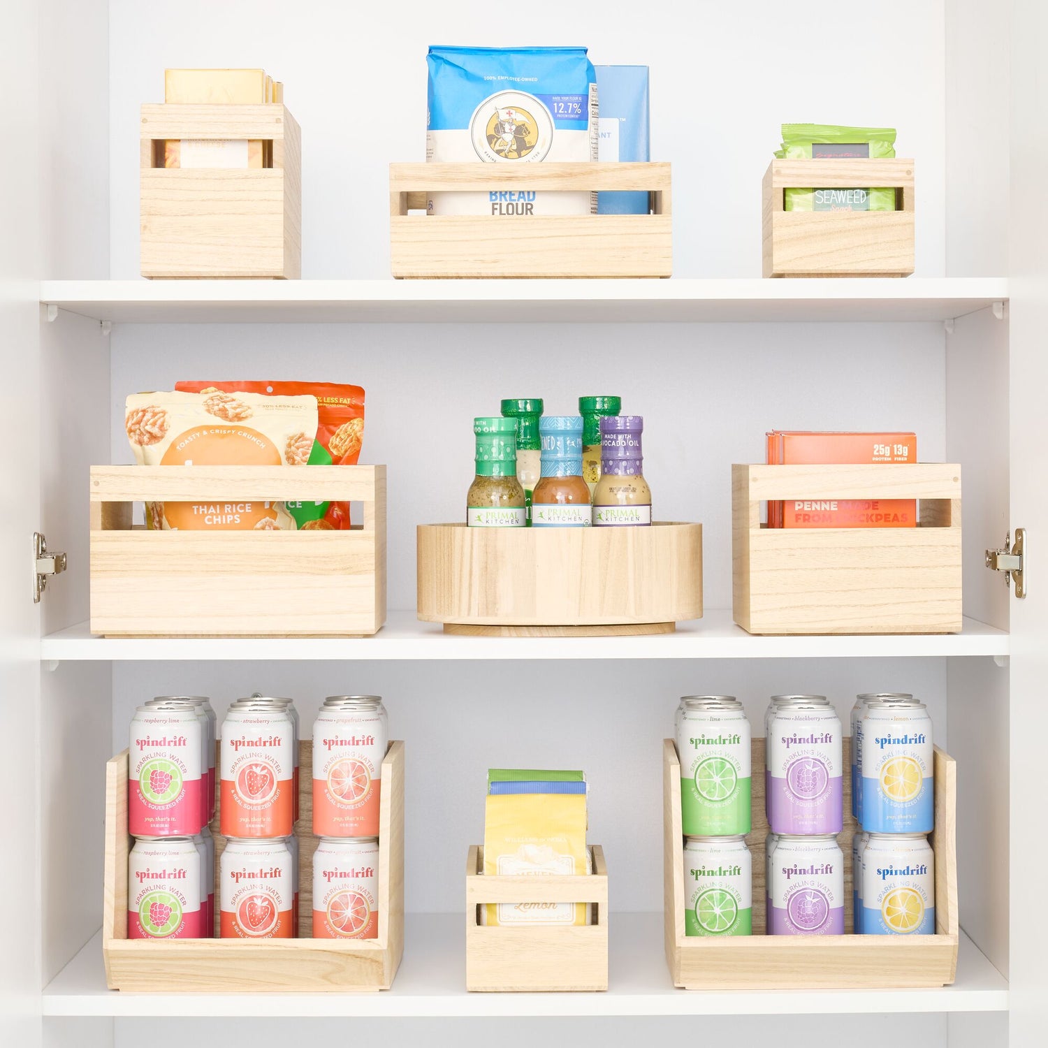 Wooden Pantry Storage Bin With Handle- Tall Medium