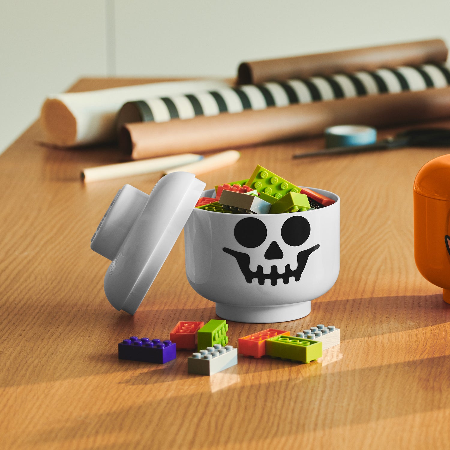 giant lego storage head mini skeleton