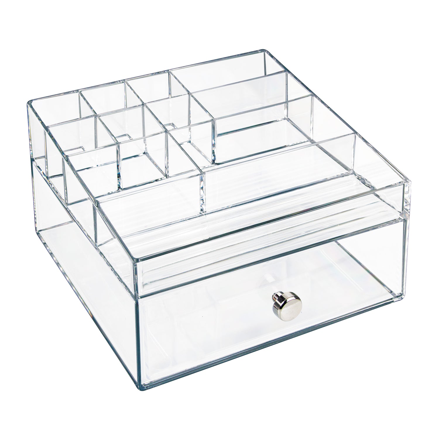 Cosmetic Storage Box with Drawer and Compartments