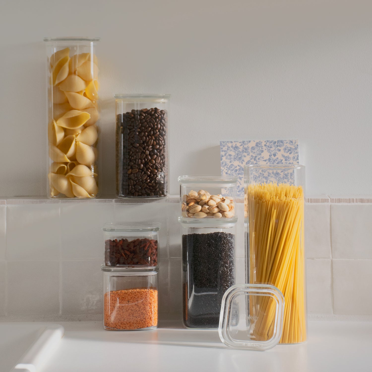 glass storage canister with glass lid 1400ml
