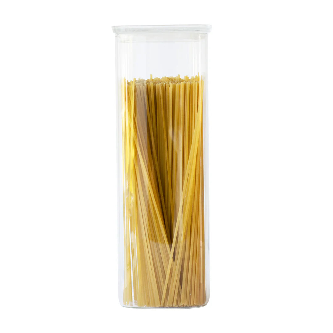 Pebbly Square Glass Storage Canisters with Glass Lid