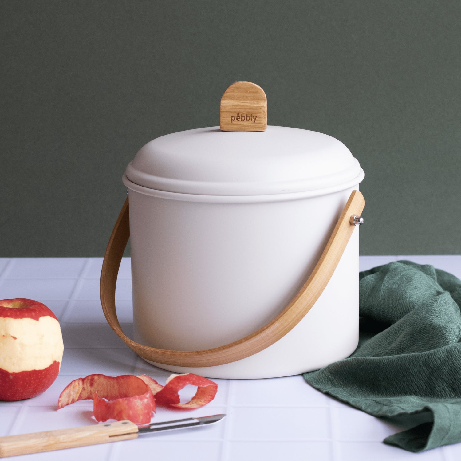 compost bucket with bamboo handle small