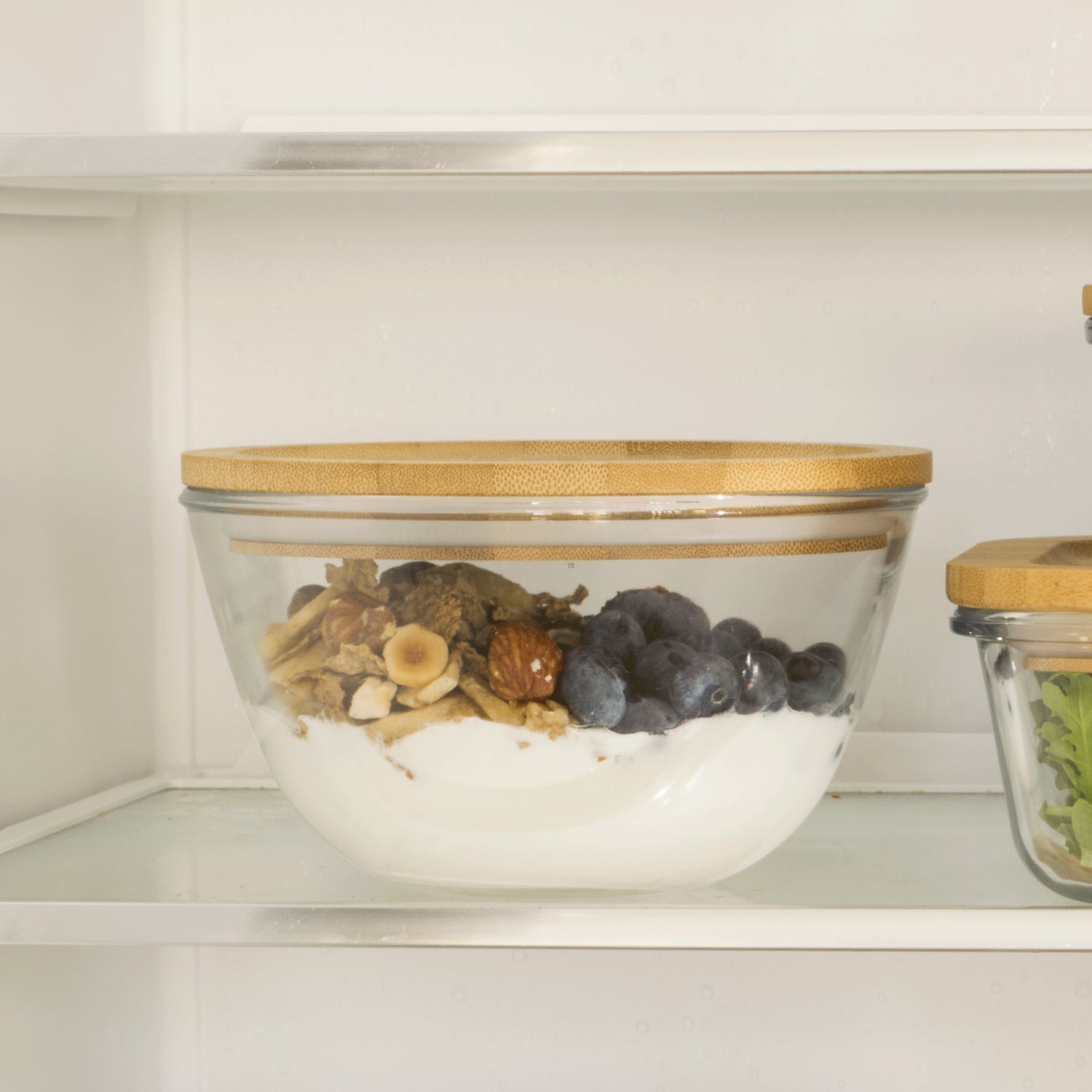glass mixing bowl with bamboo lid 770ml