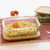 Rectangular Glass Container With Bamboo Lid 1000Ml