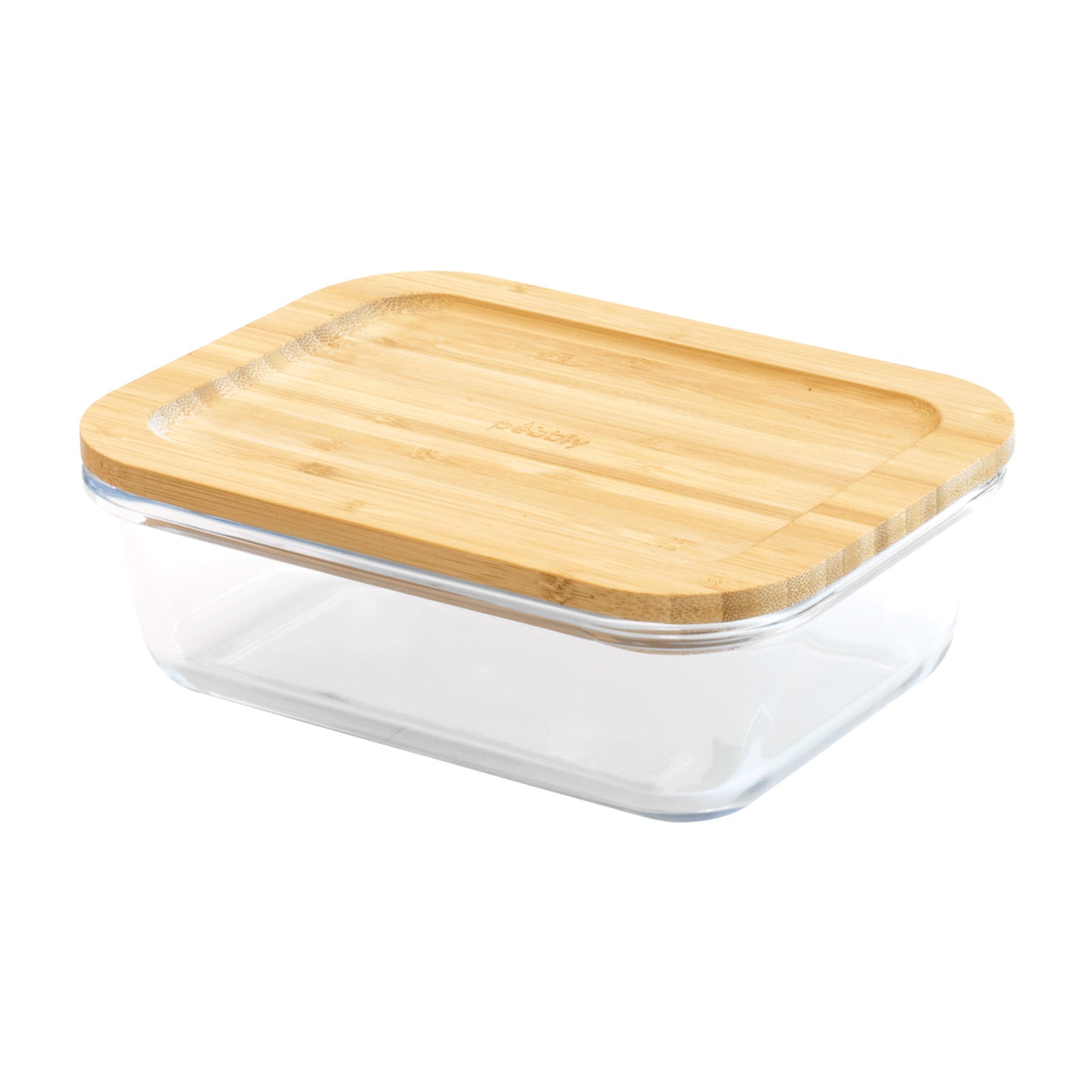 Rectangular Glass Container With Bamboo Lid 1000Ml