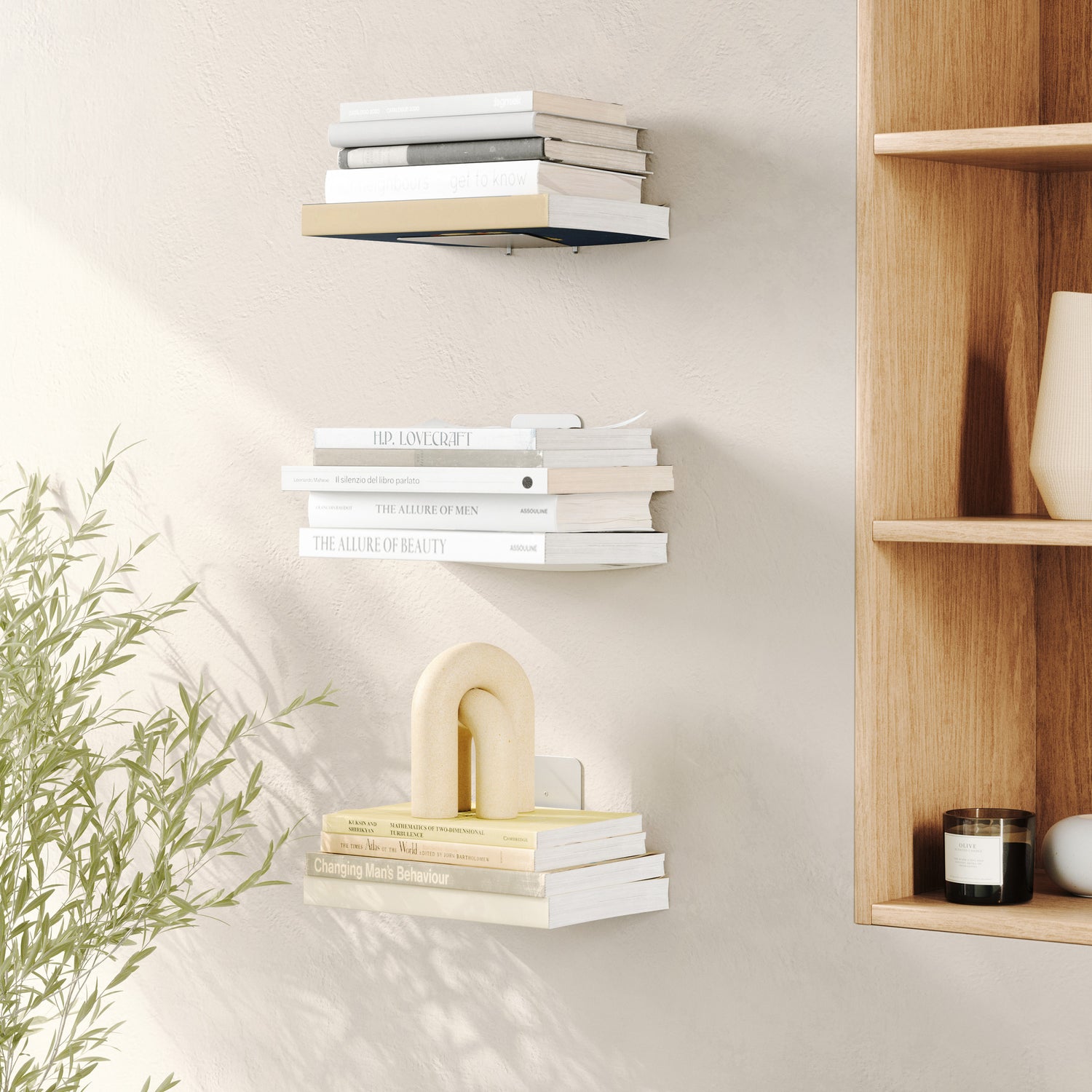 small conceal book shelf set of 3