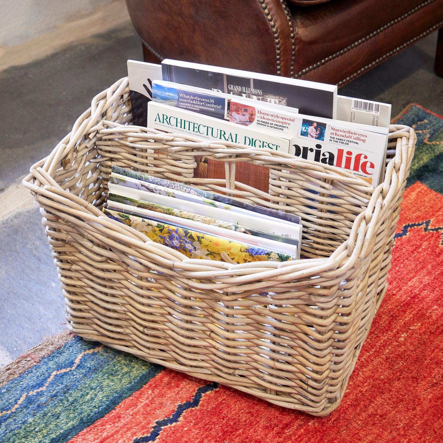 rattan magazine rack