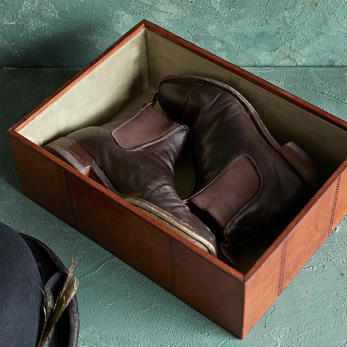 leather shoe storage box