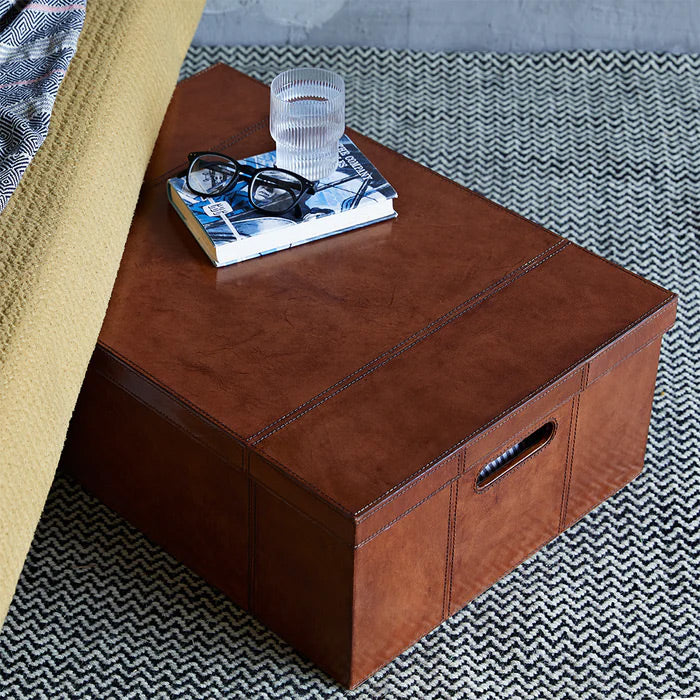 Leather underbed storage box