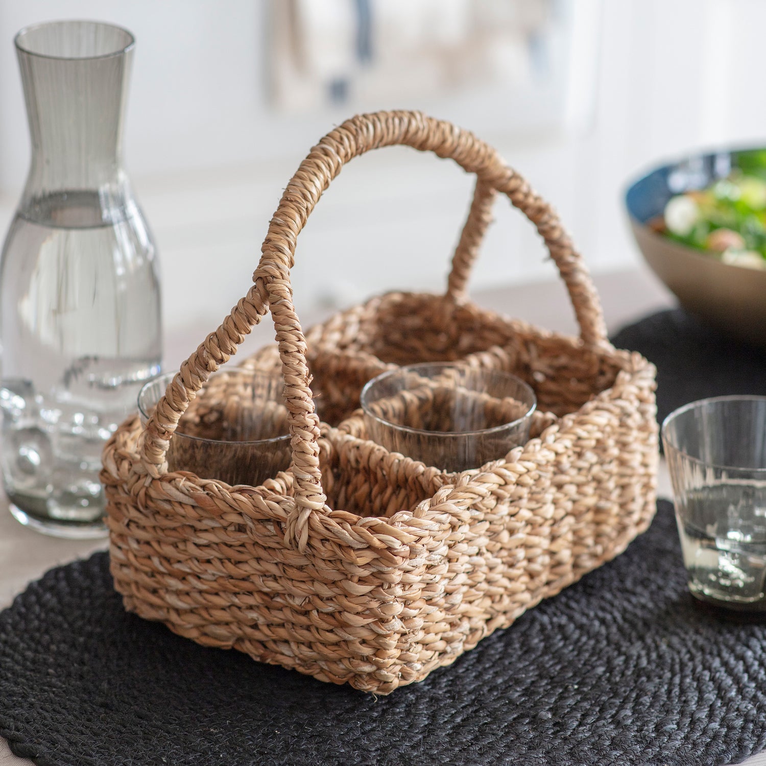 Seagrass glass carrier brading