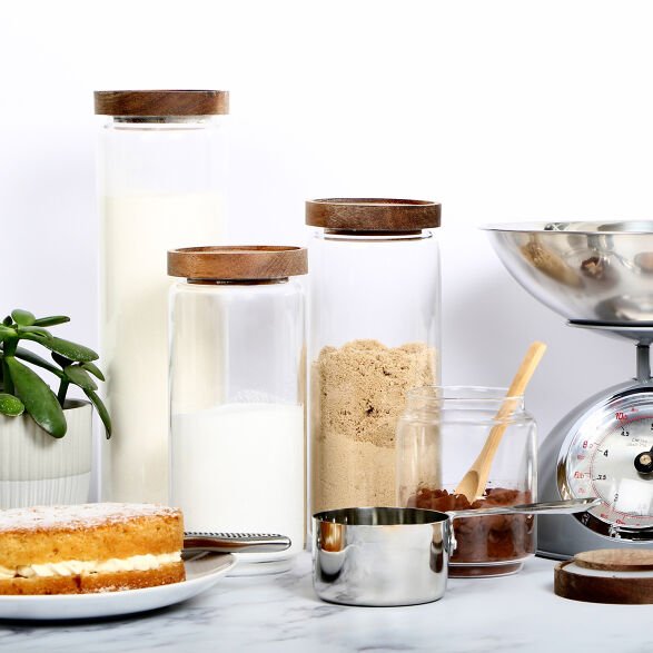 Glass Storage Jar with Acacia Lid - Not A Boring Box APFE