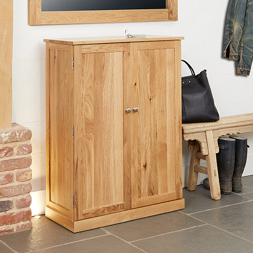 Large Oak Shoe Storage Cupboard - Mobel