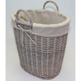 Willow Log Basket With Lining Grey