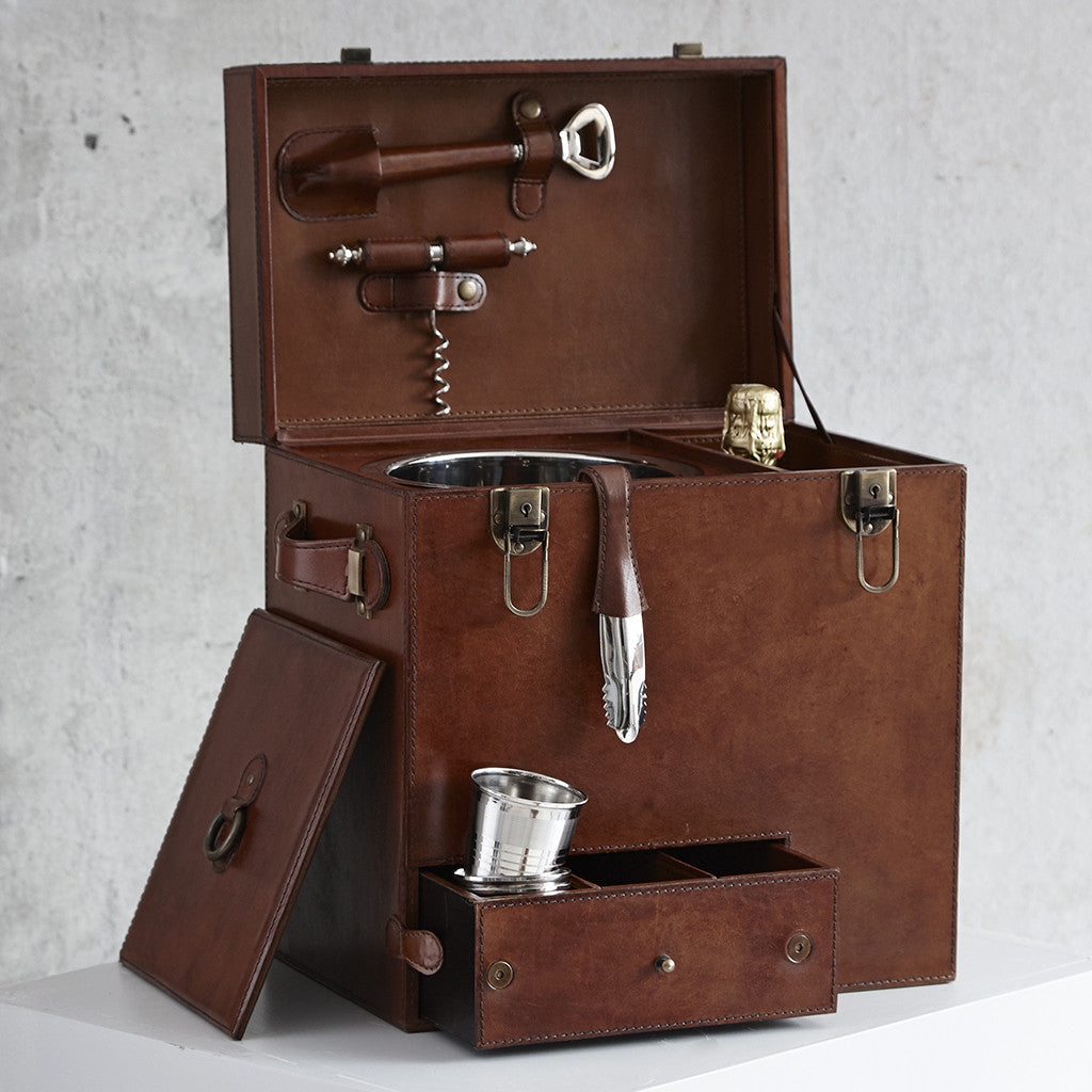 Leather Drinks Box With Cups