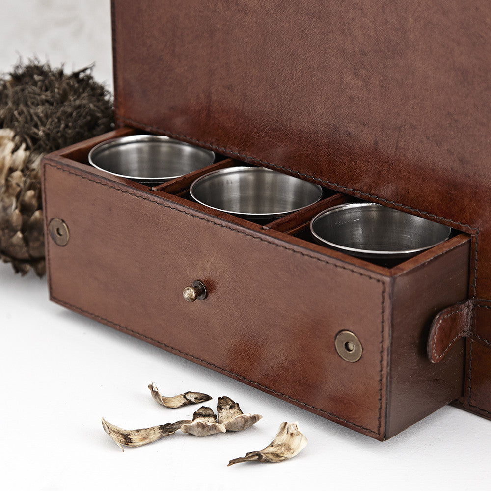 Leather Drinks Box With Cups