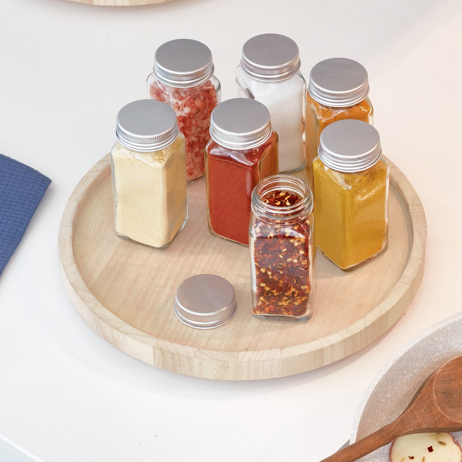 rotating cupboard organiser wooden