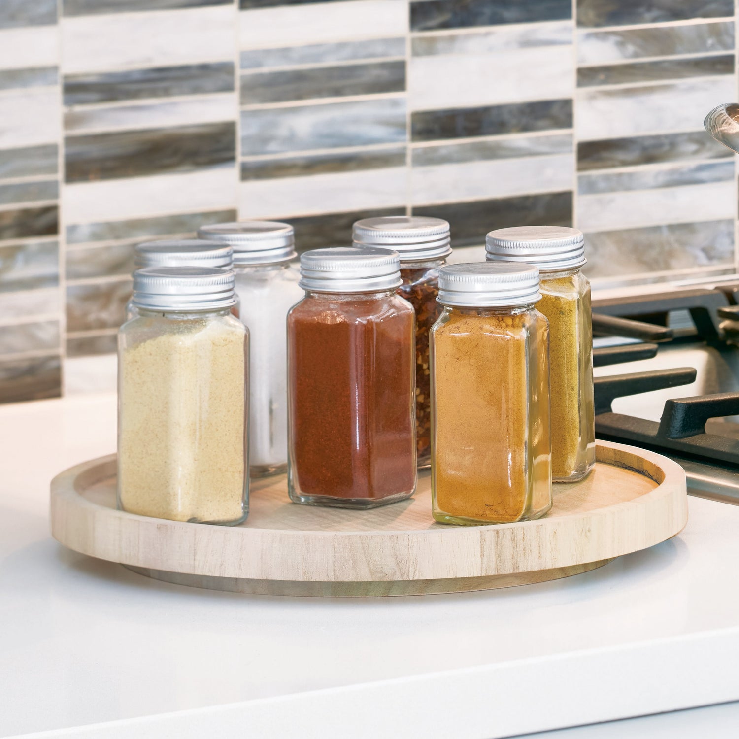 rotating cupboard organiser wooden