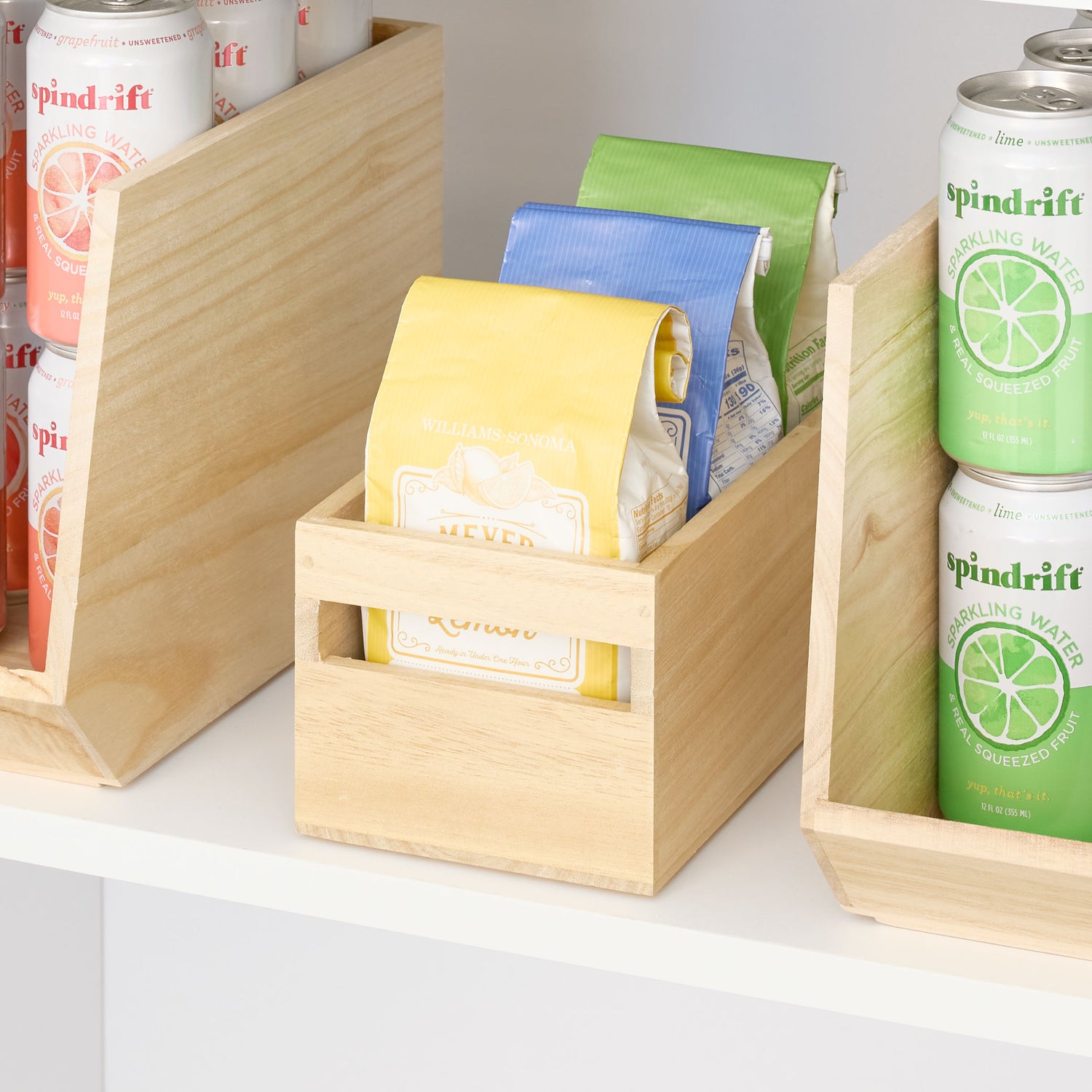 wooden pantry storage bin with handle rectangular