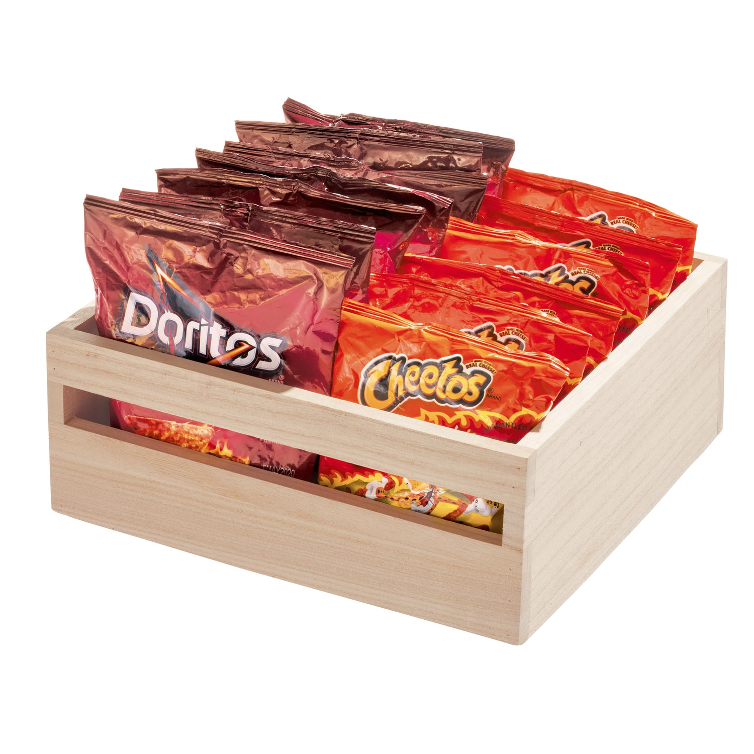 wooden pantry storage bin with handle square