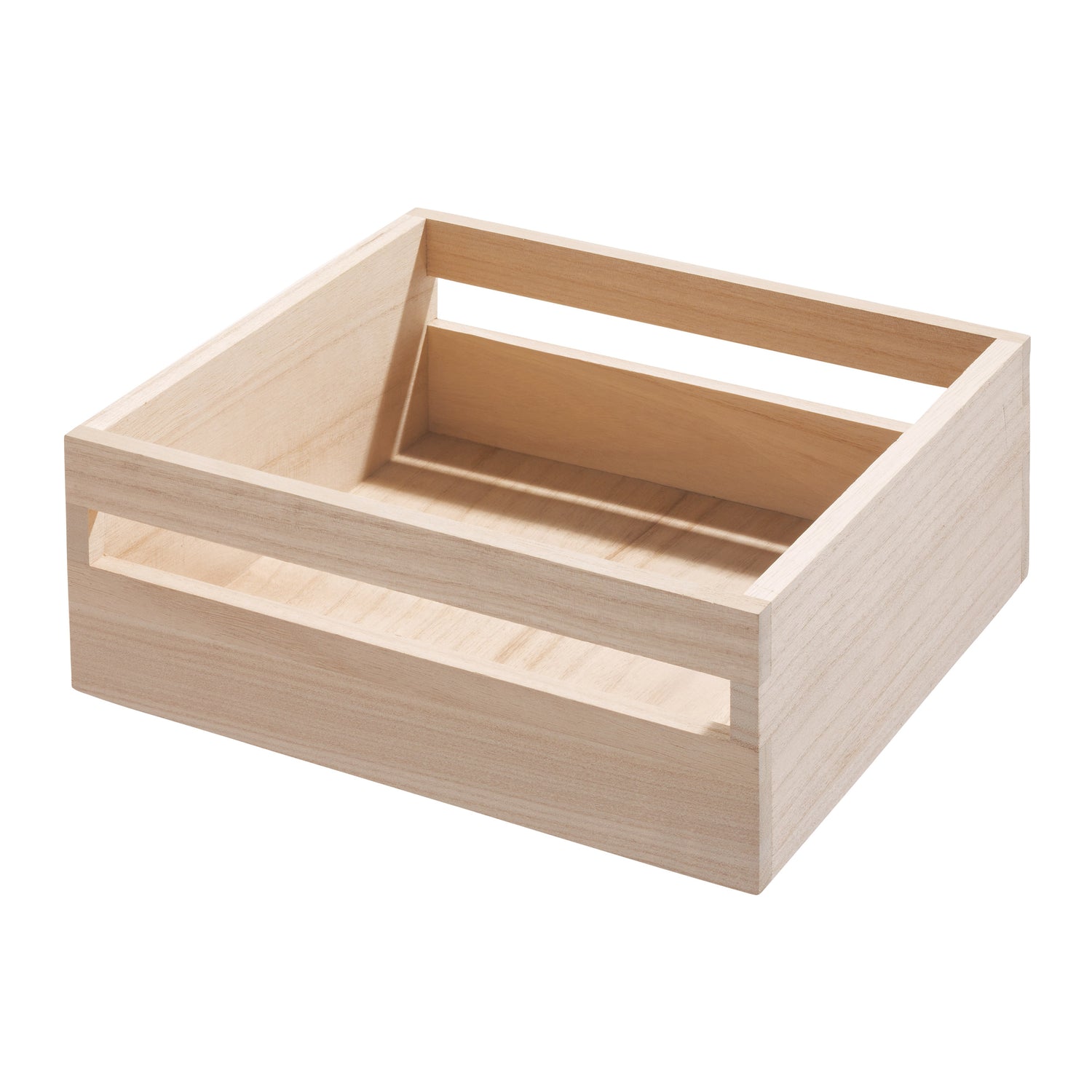 wooden pantry storage bin with handle square