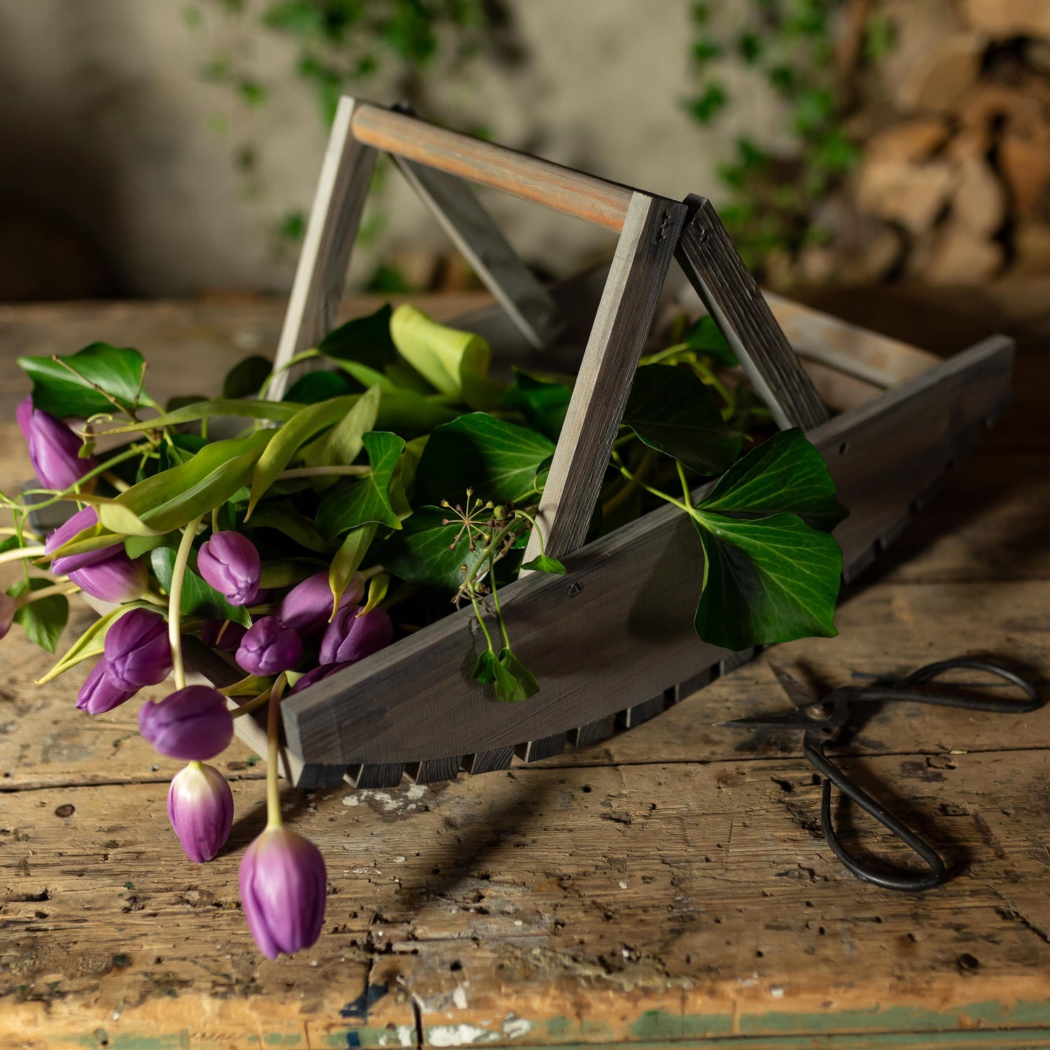 wooden flower trug