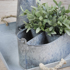 Handled Zinc Bucket With Compartments