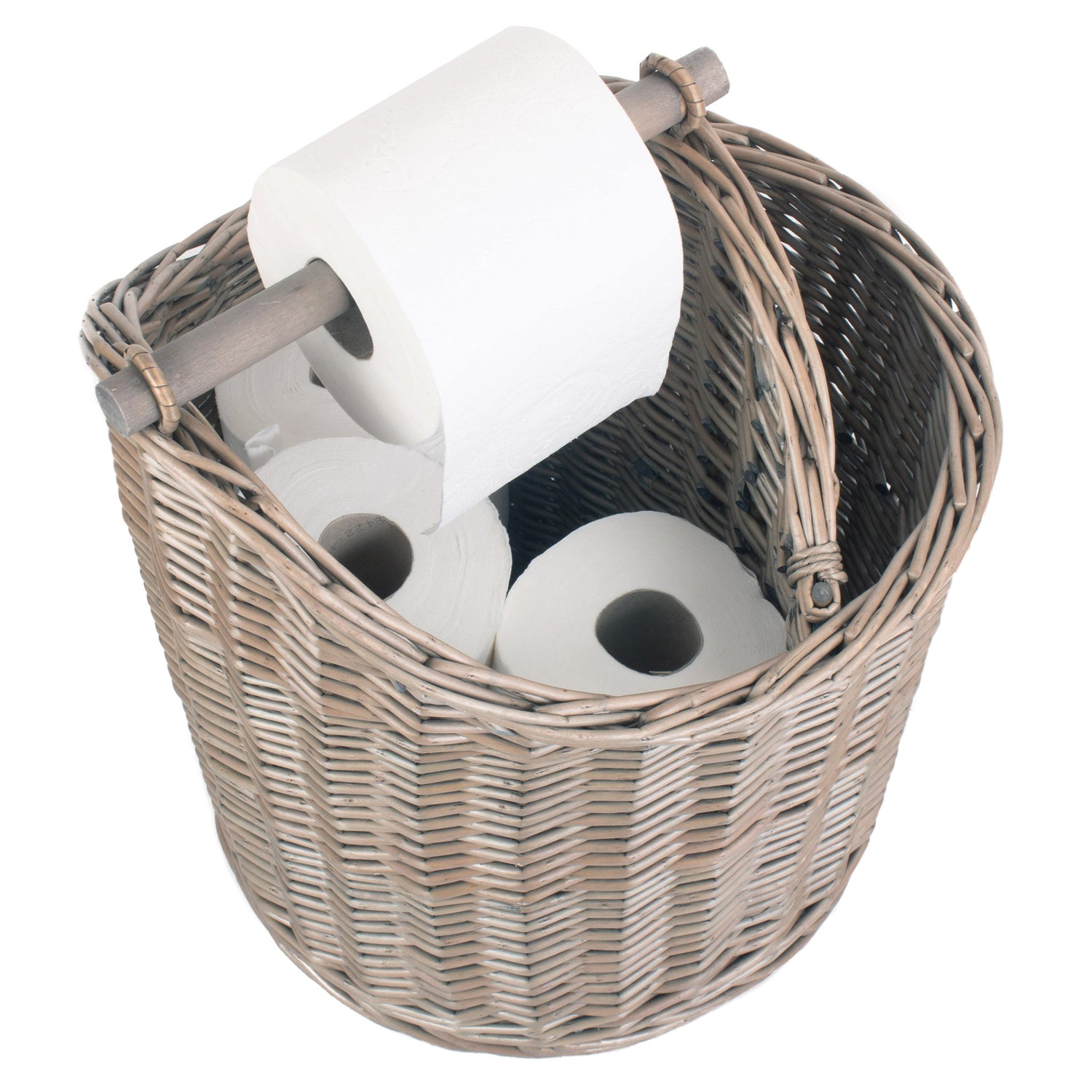 Willow Toilet Roll & Magazine Holder – Rustic Bathroom Storage Basket