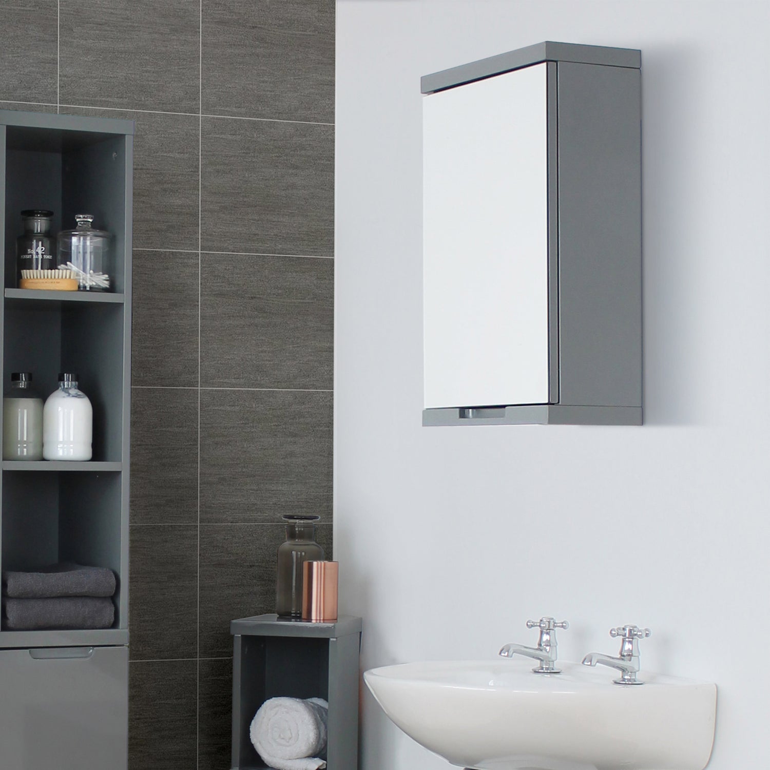 High Gloss Bathroom Mirror Cabinet