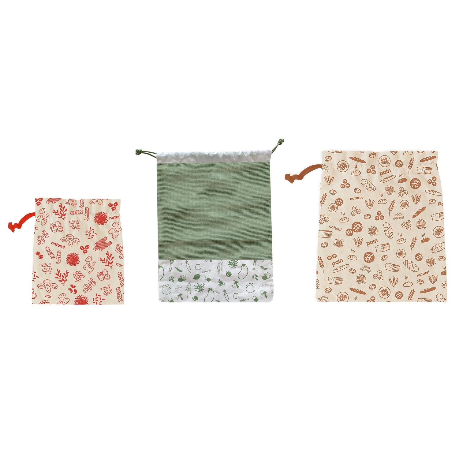 Organic Cotton Produce Bag Set Of 3